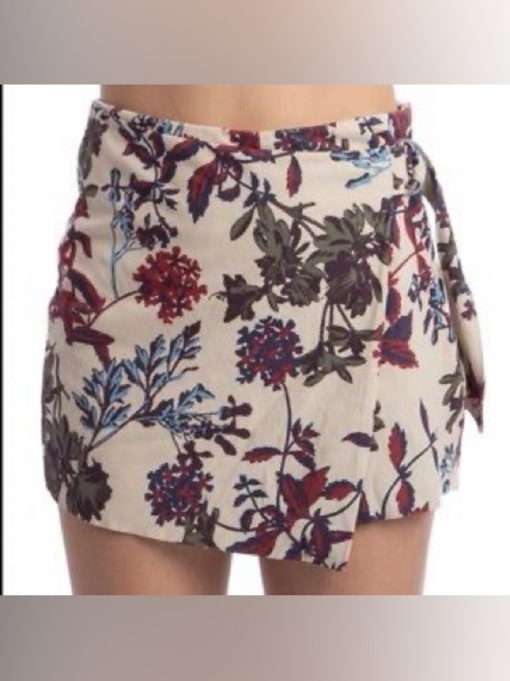 Zara NWT Floral Botanical Print Suede Mini Skort